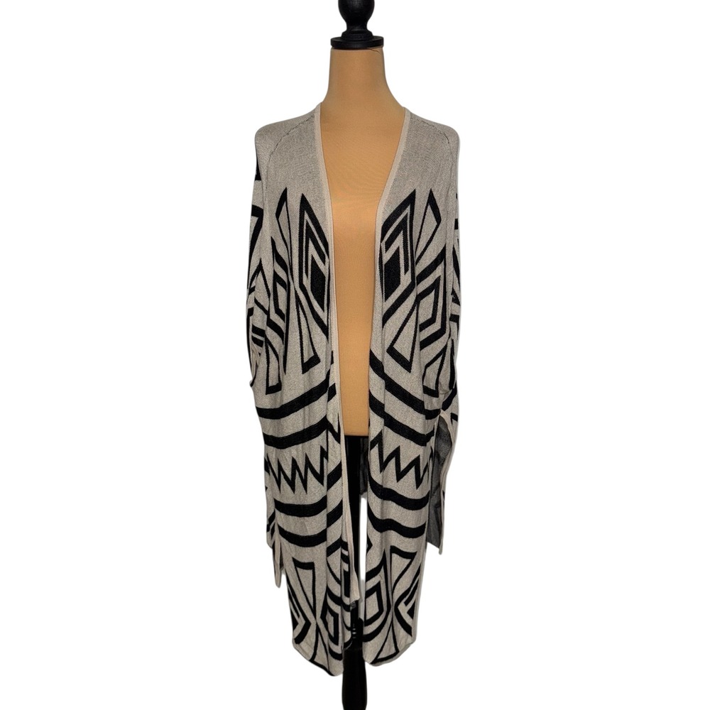 Gibson Latimer Women's‎ Aztec Geometric Open Front Knit Cardigan - Size L